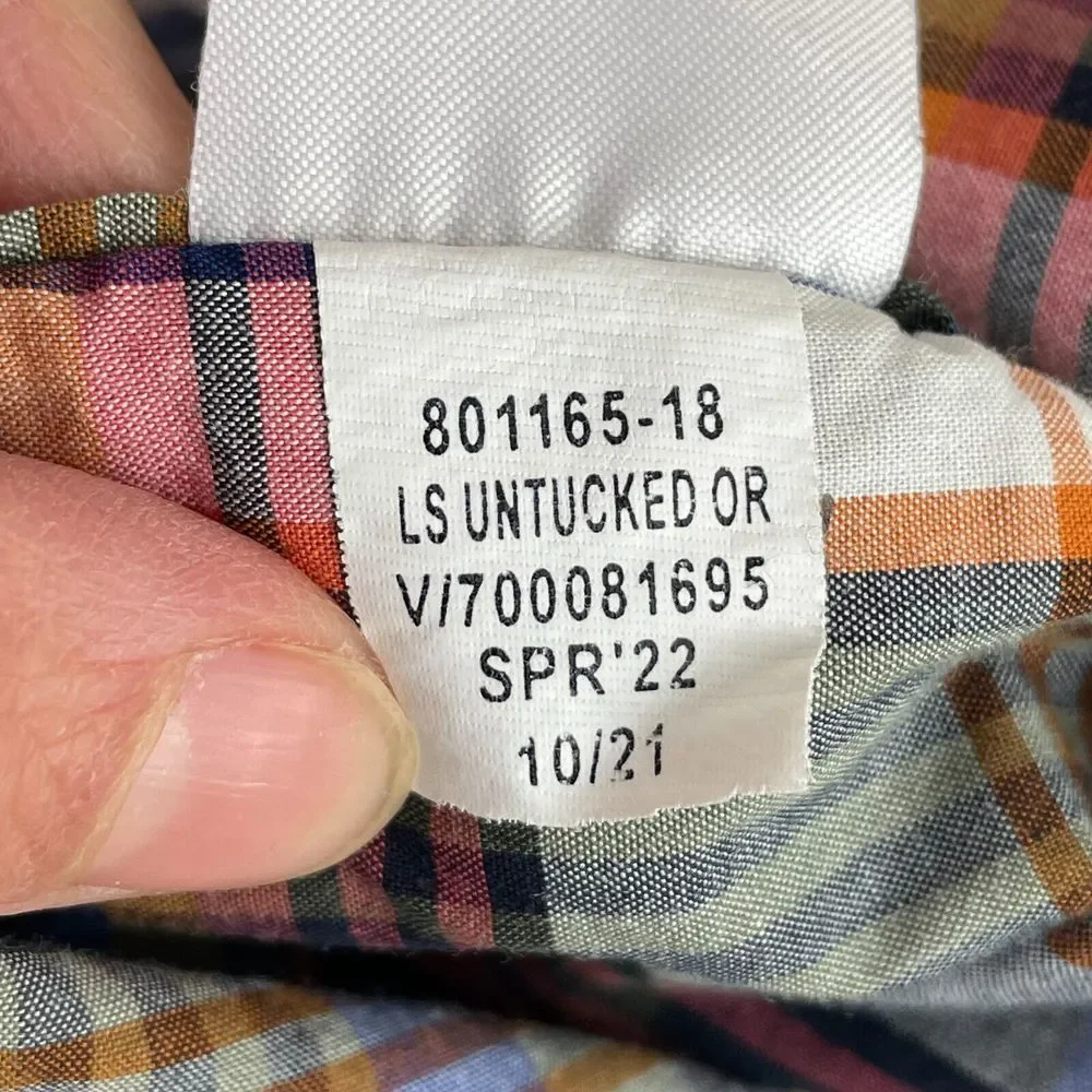 Banana Republic‎ Shirt Men XL Madras Plaid Untucked Long Sleeve Preppy Office